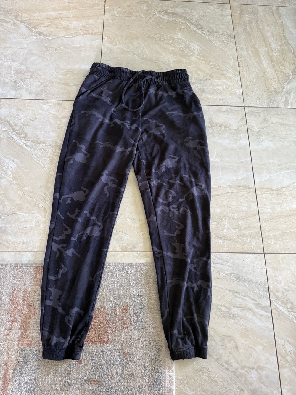 Black Camouflage Jogger Pants with Elastic Waistband